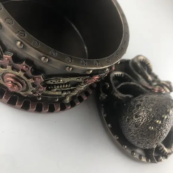 Decorative Bronze Finish Steampunk Octopus Trinket Box Kraken Norse Sea Monster - Picture 8 of 9